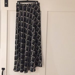 Anthropologie grey black silk skirt